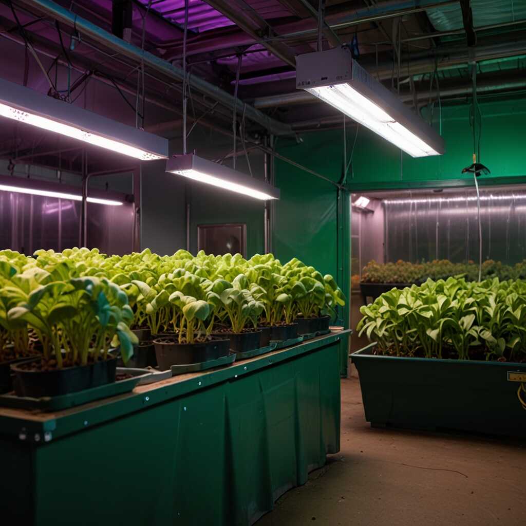 LED lighting providing essential light to greenhouse plants