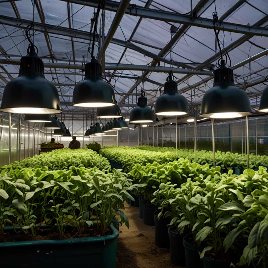 Visual comparison of lighting systems for greenhouses